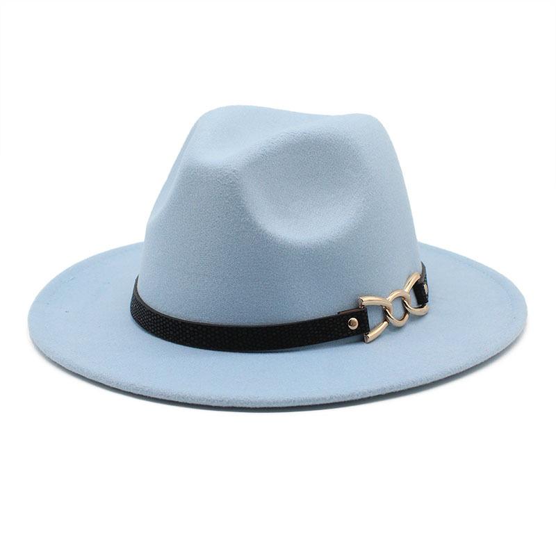 Big Brim Brown Belt British Retro Felt Hat Western Denim Woolen Tibetan Hat Jazz Hat