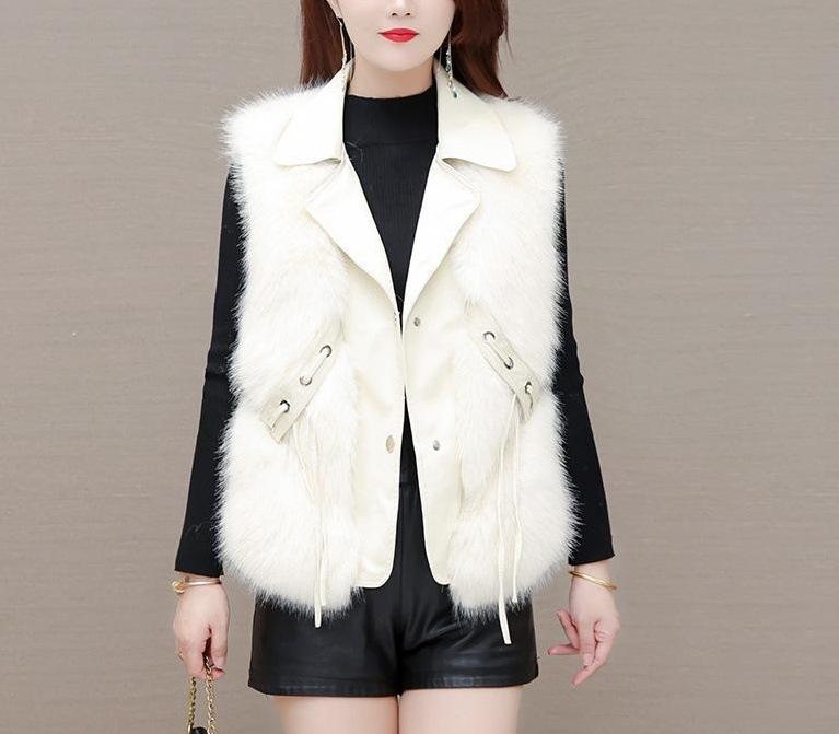 New fur, foreign style vest temperament Muse fan short coat, thin outer vest, spring and autumn top women