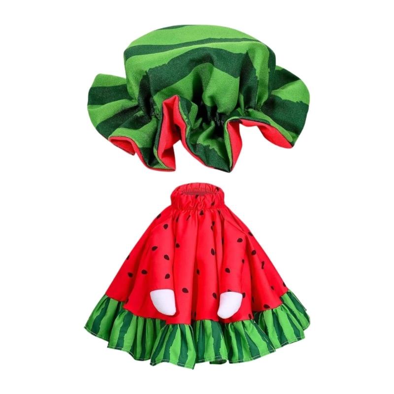 

Fun Watermelon Outfit Garden Geese Statue Costume Polyester Texture Suitable for Hawaiian and Backyard Decorating 1
