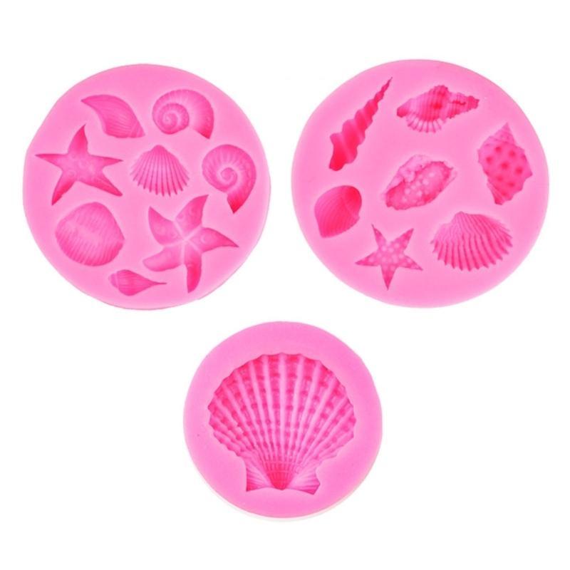 Marine Theme Cake Mold,Seashells Silicone Mold for Fondant Crafting Projects