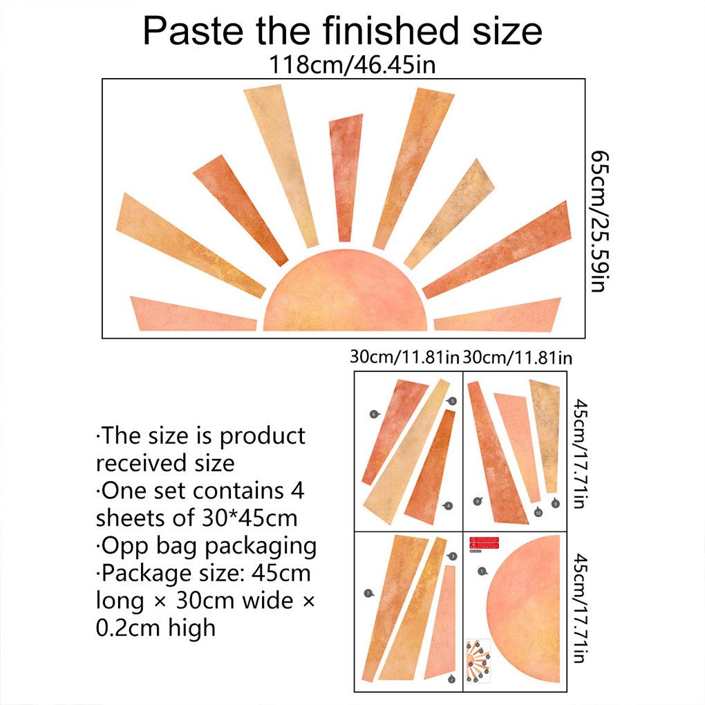 Naklejka Ścienna Słońce Rekwizyt Tło Dekoracja Wykwintne Ozdoby Taśmowe Ciekawa Samoprzylepna Naklejka Dekoracja Pokoju Dziecięcego