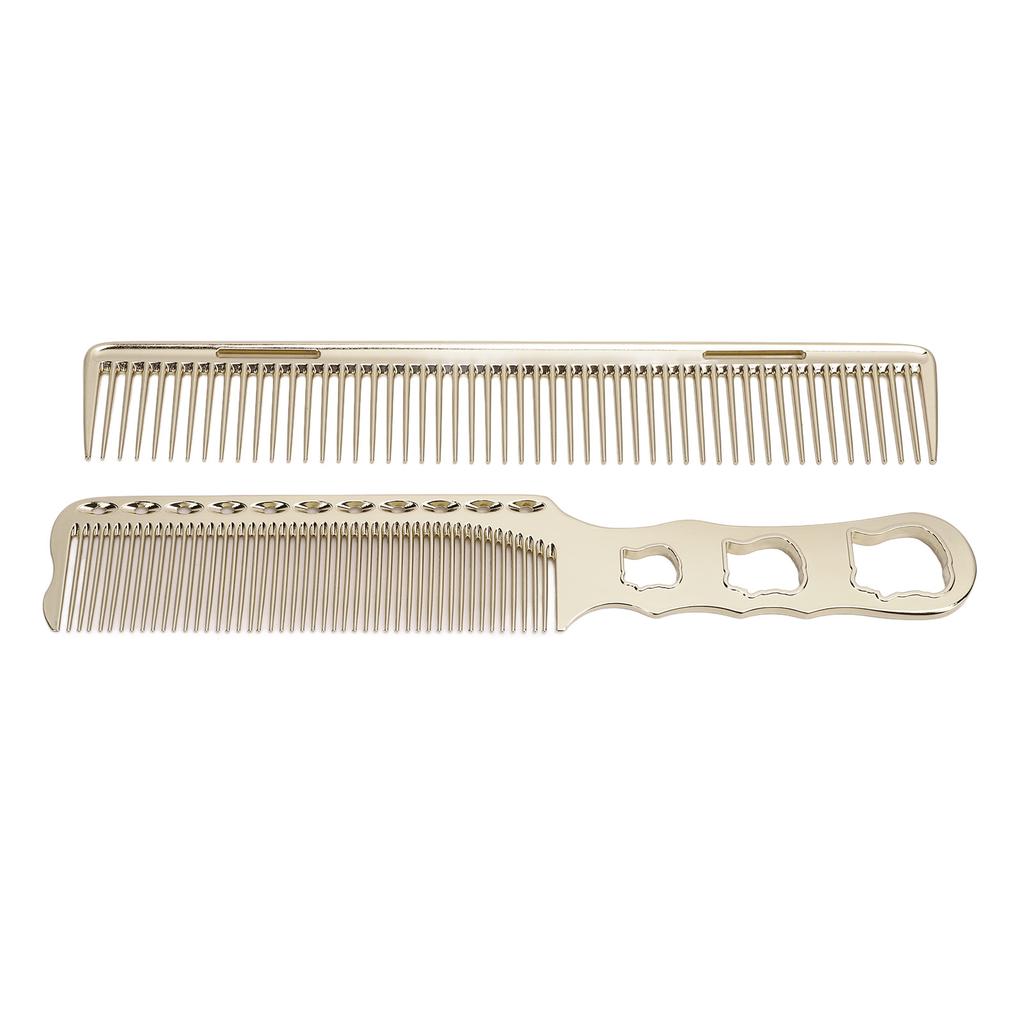 2 Stück Aluminium Haarkamm Feinzahn Hitzebeständig Haarstyling Metallkamm für Salon