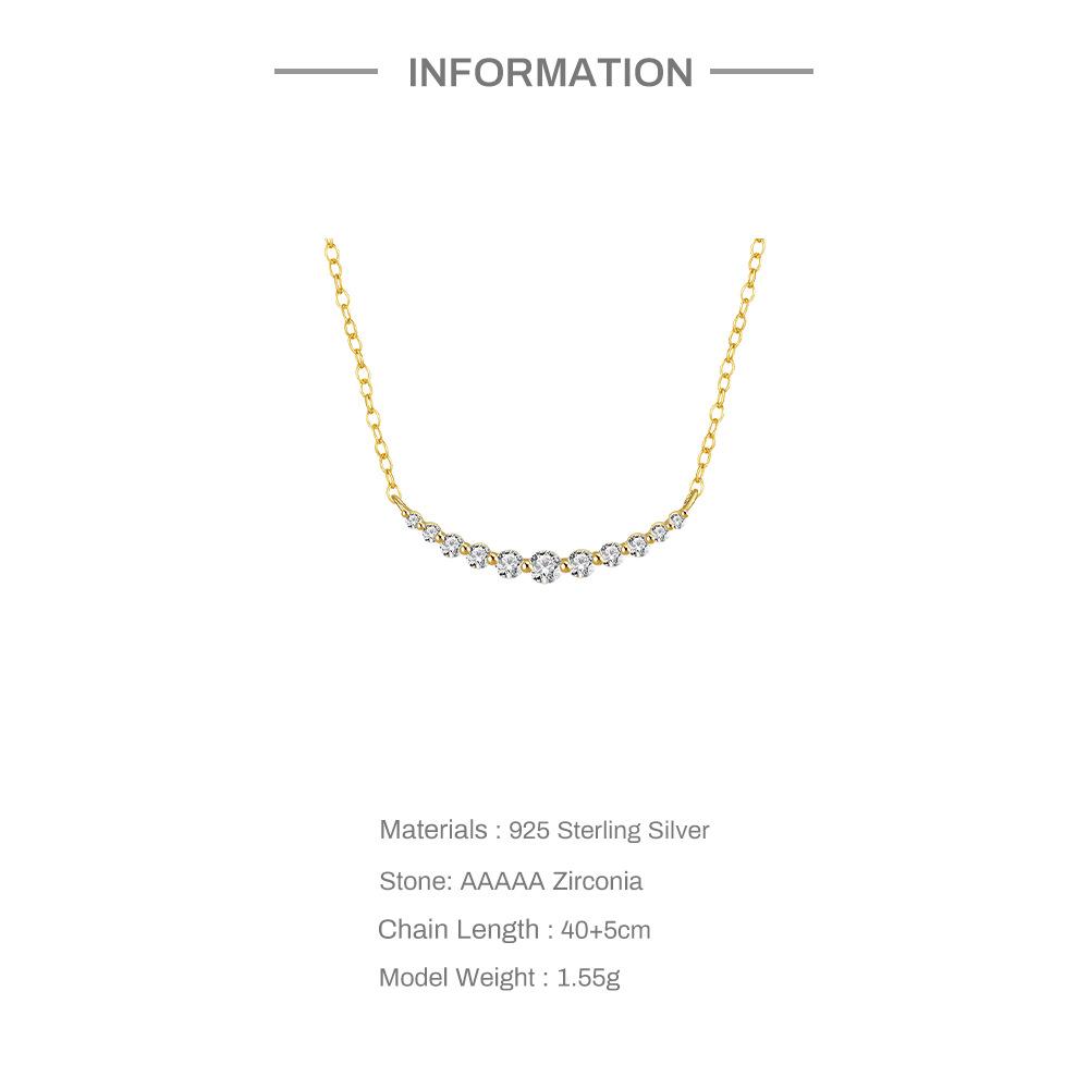 Stylish And Simple Style S925 Sterling Silver Single Row 11 Size Zircon Diamond-Encrusted Women'S Collarbone Necklace