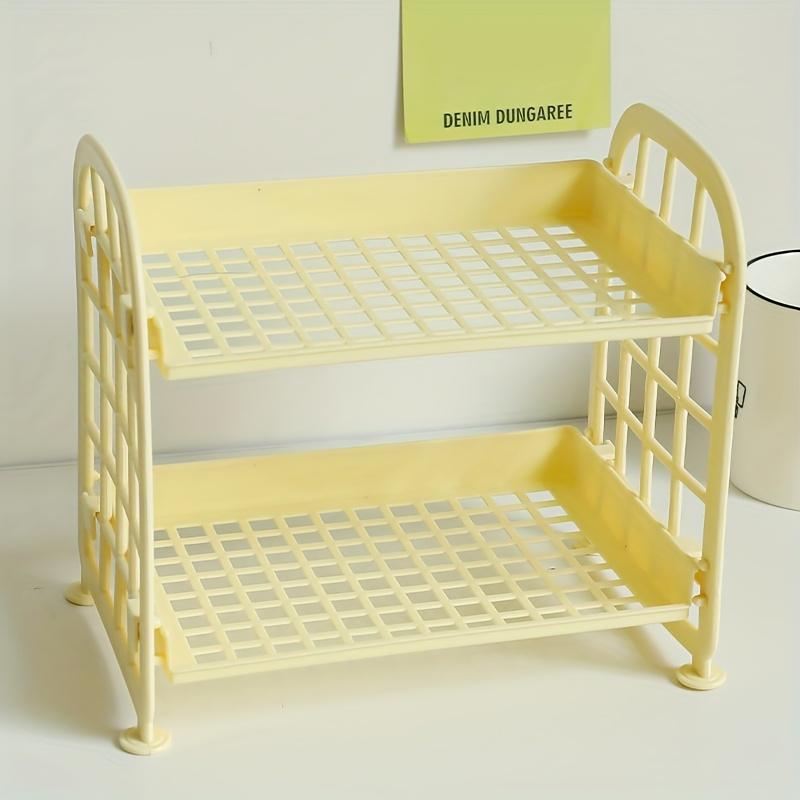 

Cute Double-Layer Desktop Storage Rack | Student Dormitory Desk Stationery & Sundries Classification Organizer