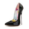Scarpe Décolleté da Donna Nude a Punta Aperta Decorazione Metallica Punta Appuntita Slip-On Pelle Verniciata Tacco Alto Sottile 16CM Elegante Scarpa da Festa da Donna