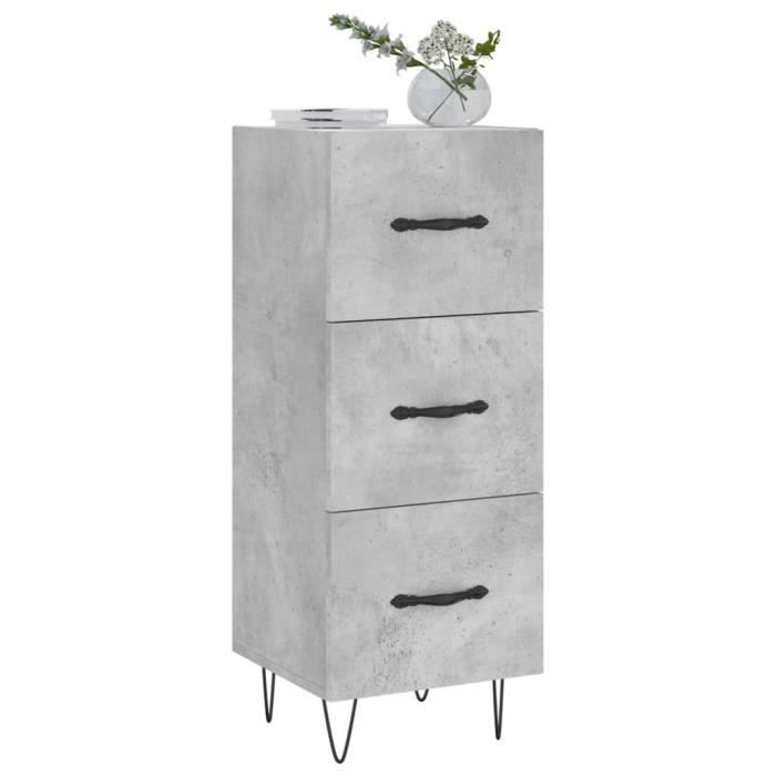 VidaXL Buffet Gris béton 34,5x34x90 cm Bois d'ingénierie 828600