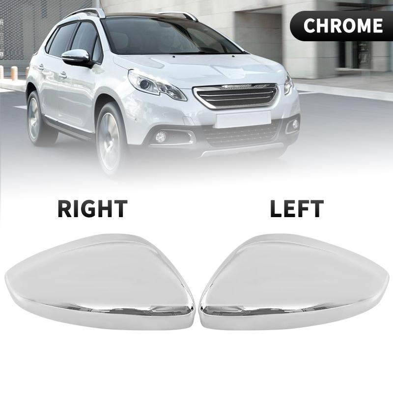 Chrome Silver Door Wing Rearview Mirror Cap Cover For Peugeot 208 2008 2012 2013 2014 2015 2016 - For Citroen C3 2016- Left and Right
