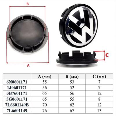 B3 4pcs 56MM 60MM 65MM 70MM For Volkswagen VW Golf 5 6 GTI Passat B6 Jetta Beetle CC Bora Polo Touareg Tiguan Car Wheel Center Caps