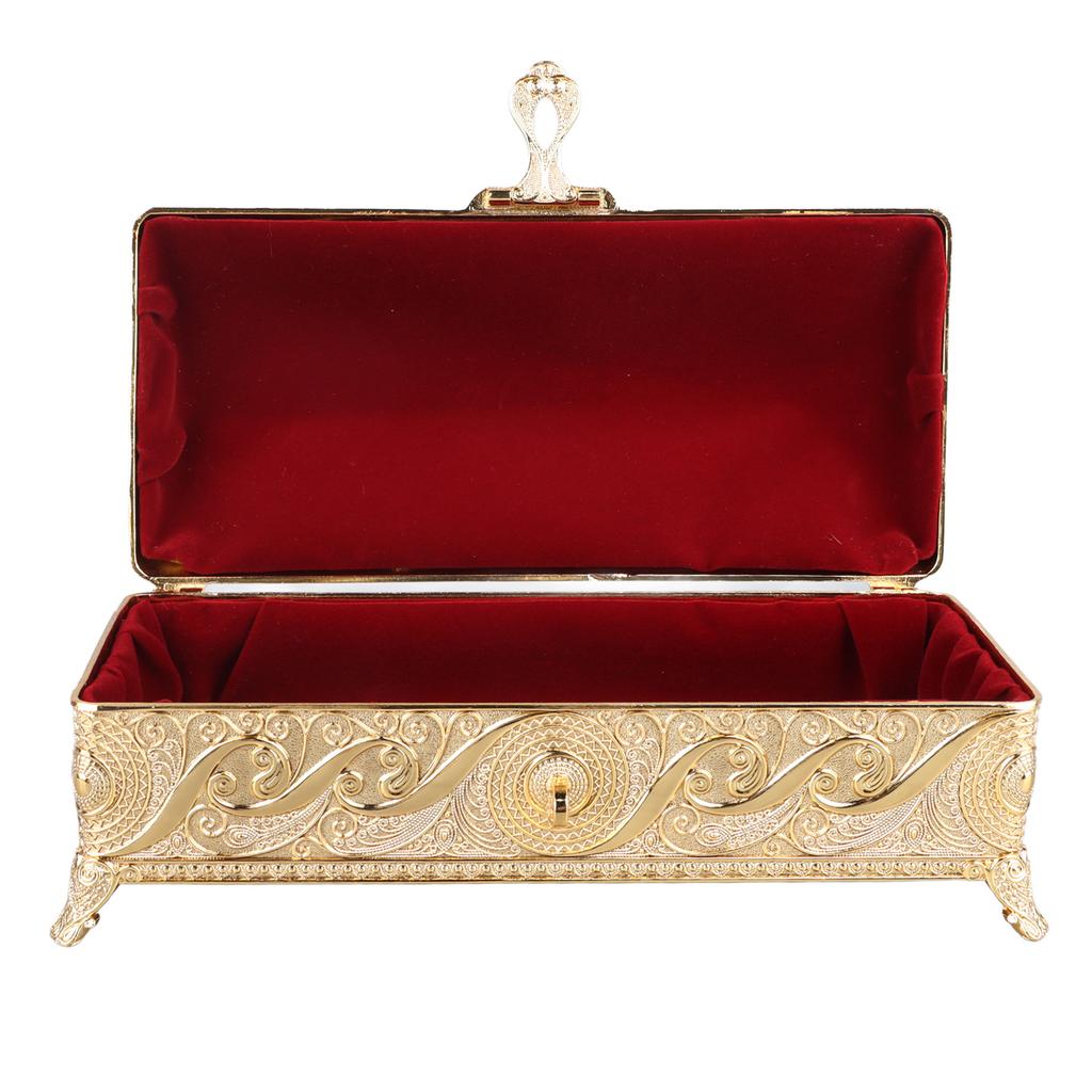Vintage Jewelry Box Elegant Colorfast Alloy Rustproof Soft Lining Trinket Storage Box for Family Decor
