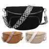 Corduroy Chest Bag Fashion Fanny Pack Wide Guitar Strap Stylish Crossbody Bag Multi-pockets Hobo Sling Bag Outdoor Travel Bag
