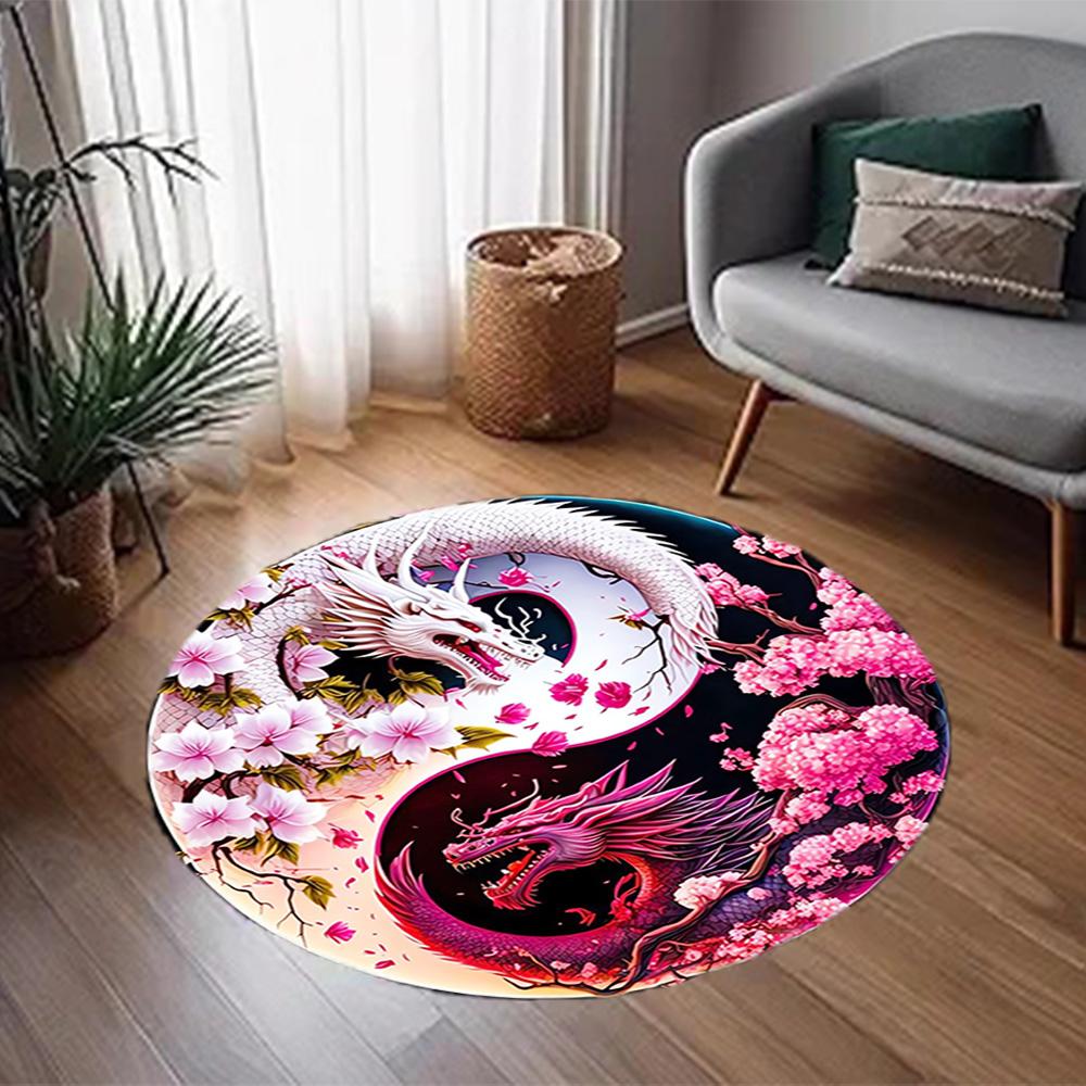 1pc home carpet yin yang floral design non-slip rug for office decor and living room gift ideas
