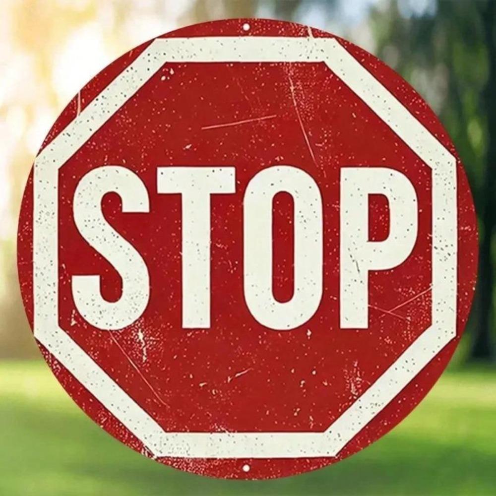 Vintage Metall Stop Schild Wanddeko Geschenk 8 Zoll Rund Retro Café Bar Kunst