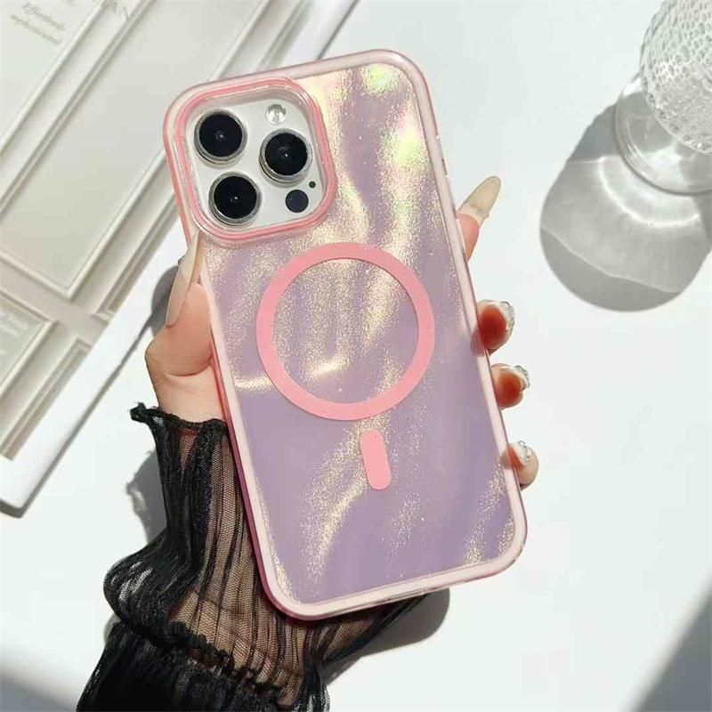 Luxury Fashion Quicksand Pattern Magnetic Phone Case For iPhone 16 15 14 13 12 11 Pro Max Shockproof Case