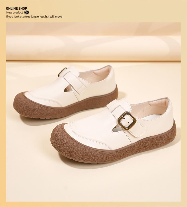Autumn 2025 Retro Women's Genuine Leather Slip-On Shoes - Comfortable Casual Soft Sole for Moms