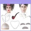 Ensemble de perruques stylé court gris pour grand-père et grand-mère Parfait pour les fêtes d'Halloween