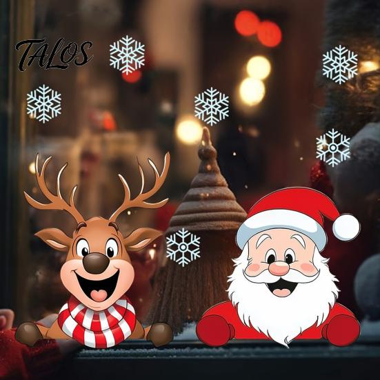 Spanish Christmas Decor Theme Static Sticker, Reusable Decorative Window Decals, Removable Transparent PVC Stickers Waterproof for Holiday Home