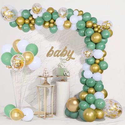 Retro Green Balloon Chain Set, Avocado Green Balloon Arch Wreath Scene Arrangement