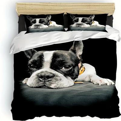 2/3-teiliges lebhaftes Tier-Hunde-Themen-Bettbezug-Set - Weiche, bequeme 3D-gedruckte, hypoallergene und atmungsaktive Bettwäsche für das Schlafzimmer