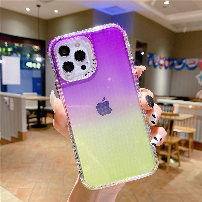 Θήκη Τηλεφώνου Διπλής Στρώσης με Ντεγκραντέ και Αντικραδασμικό Προφυλακτήρα Για Iphone 11 Pro Max 14pro 13 12 Pro Διαφανές Μαλακό Κάλυμμα Για Iphone 11 12