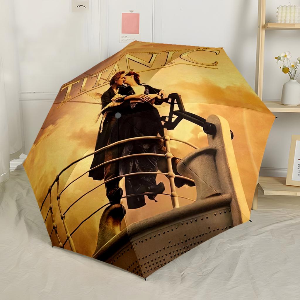 Love On The Titanic Automatic Umbrella Retractable Design with 8-Rib Durability Durable Plastic & Iron for Outdoor Daily Use Fashion Lovers