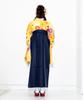 Hakama Graduation College Gorgeous B Yamabuki with Hakama [KYOETSU] Set, Ceremony, Students, Women's, (7. Hanatsubaki, LL)