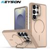 KEYSION Custodia per Telefono con Supporto Lente e Sensazione Pelle Opaca per Magsafe per Samsung Galaxy S23 S24 Ultra 5G S24+ FE Copertura Magnetica Antiurto
