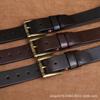 3.8Cm Wide Fashion Trend First Layer Pure Cowhide Belt Men'S Genuine Leather Copper Buckle Smooth Belt