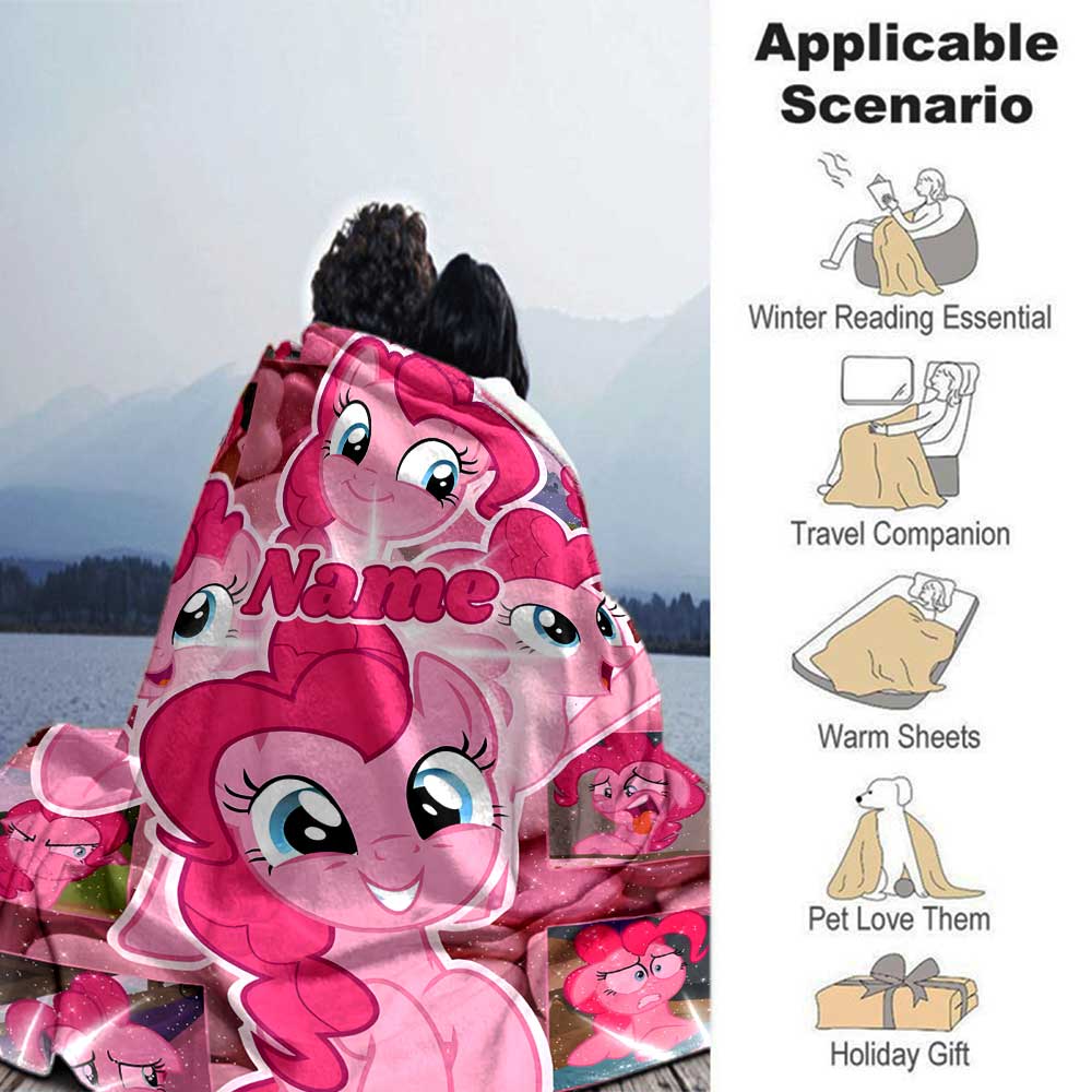 Little Pony (17) Personalized Text Blanket Lightweight Personalized Blanket Comfortable Suitable for Home Decor Office Living Room Office Chair