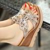 Water Diamond High Heel Slope Heel Sandals Women's Thick Bottom Slippers Slope Heel Large Anti Slip Cool Slippers Women Shoes