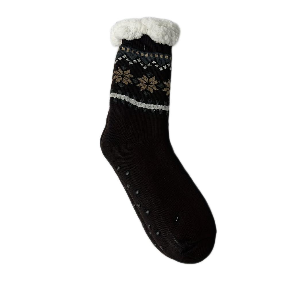 Winter Socks Mens Thermal Warm Short Plus Velvet Soft Non Slip Floor Fuzzy Fluffy Sock Male Leaf  New In Gift Christmas