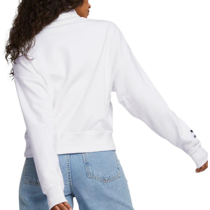 Puma Solid Color Print Letter Logo Hoodie Long Sleeve Sweatshirt Women Tops White 539271-02