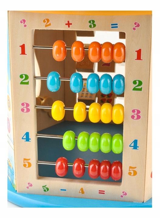 Kostka Drewniana Edukacyjna Sorter 8W1 Labirynt Skrzynka Zegar Zabawka