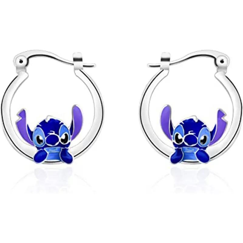 New 925 Silver Stitch Donald Duck Minnie Earrings With Zirconia Fashion High Quality Jewelry for Women Girls