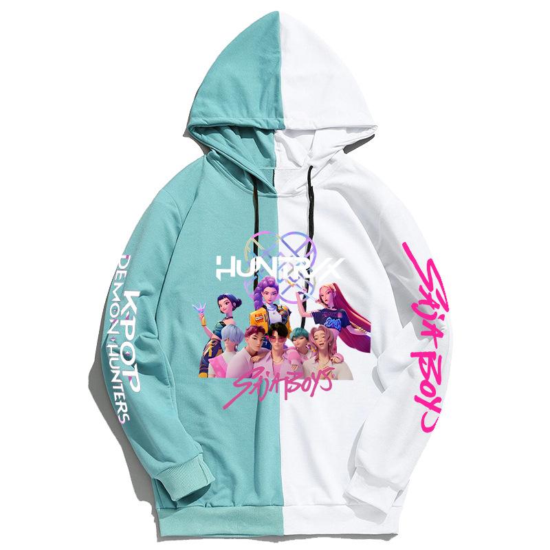 KPop Lovci démonů Periferní Barevně blokovaná Mikina Ležérní Pohodlná Podzim Zima Uvnitř Venku Všestranná Módní Mikina