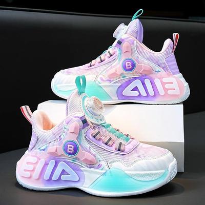 Mädchenschuhe neuer Frühling Kinder-Basketballschuhe Drehknopf Jungen Laufen Sommer Kinder-Sportschuhe