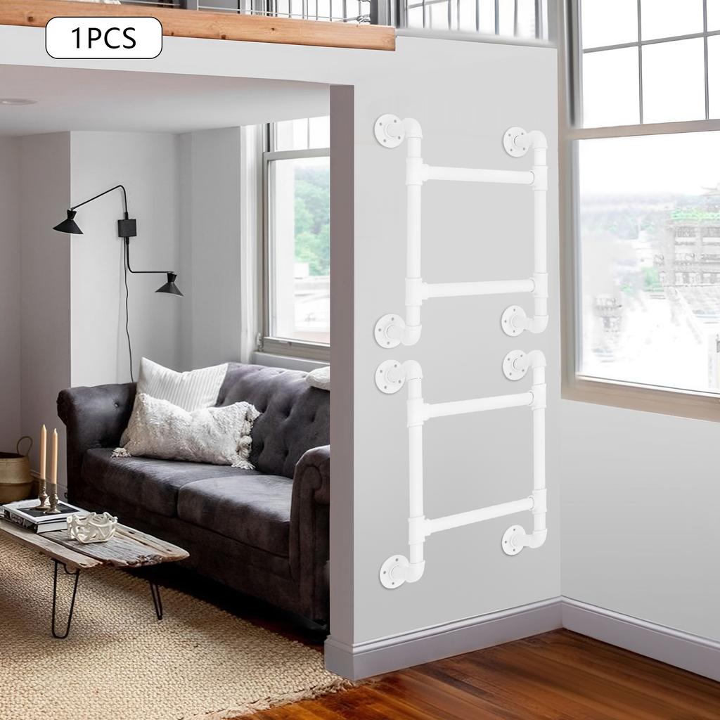 58cm 2-Stufen Weiße Eisenleiter, Wandmontierte Leitern, Montage erforderlich für Wohnmobile, Lofts