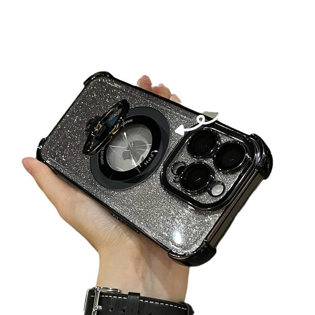 Gradual Change Glitter Airbag Anti-drop Rotating Ring Bracket Case iPhone17ProMax for Apple 16 Mobile Phone Case