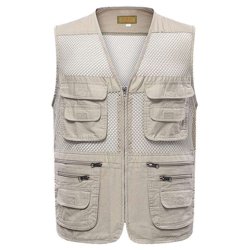 Men's Plus Size Loose Summer Mesh Vest Breathable Thin Vest Fishing Photography Shoulder Vests
