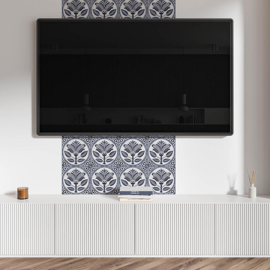 Package of Vinyl Tiles Easy Installation Floral Pattern Ceramic 10X40X20 Cm