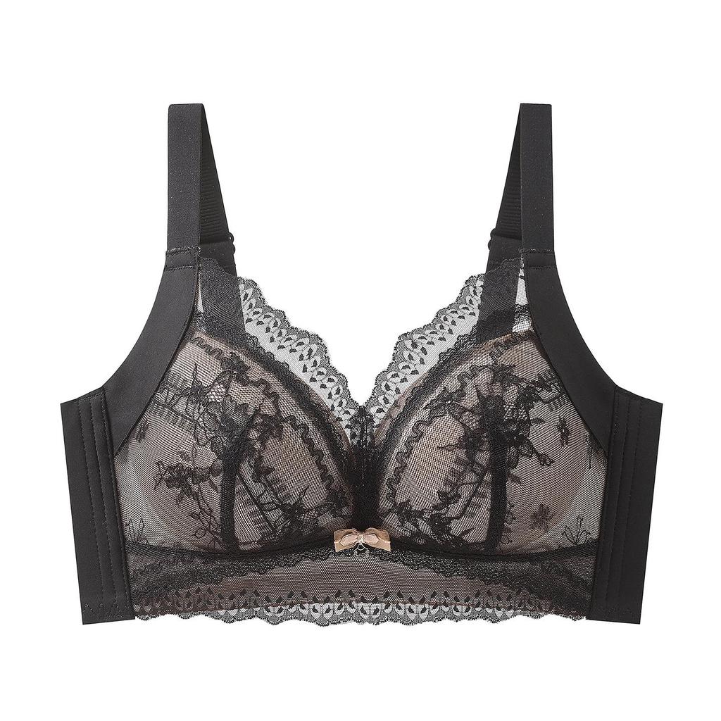 Wireless Lace Bra with Side Support and Anti-Sagging Design