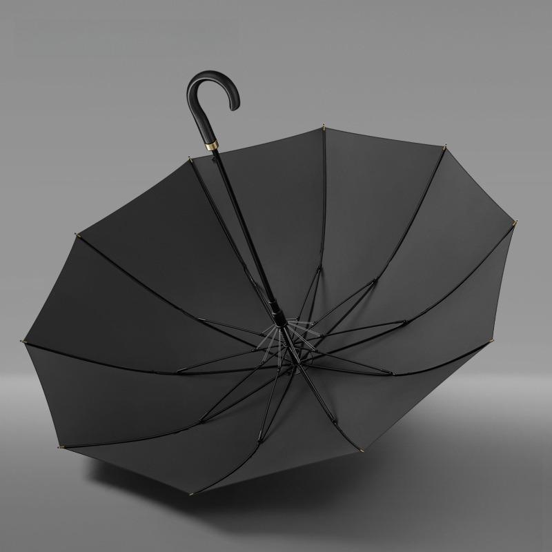 Большой зонт 122 см Ветрозащитный 10 спиц, Премиальная кожаная ручка Гольф Длинный зонт Мужской Женский, Прочный каркас Большой зонт Дождь