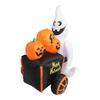 6ft Halloween Inflatable Ghost Pushing Pumpkin Cart Decor IP44 with Blower LED Lights Outdoor