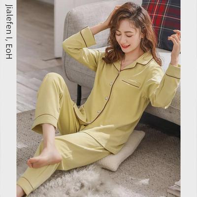 Women's 100% Cotton Long Sleeve Pajamas for Spring, Autumn, and Winter - Thin Style