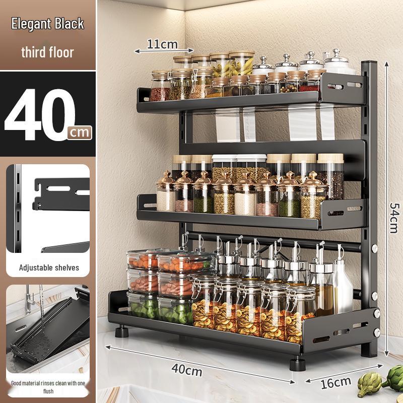 Multi-layer Kitchen Utensil Organizer: Knife Holder & Condiment Rack