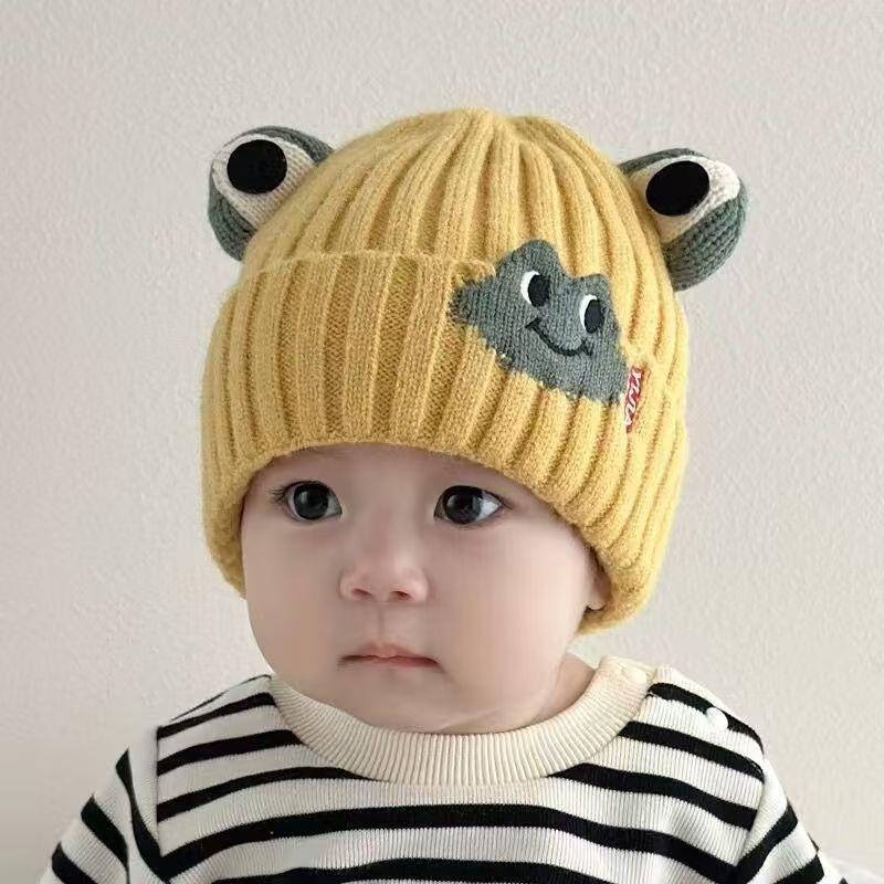 Baby hat autumn and winter cute woolen hat infant super cute thickened ear protection hat small month age warm cover hat