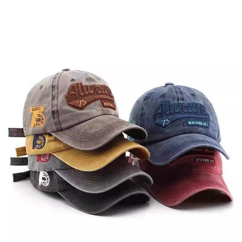 Three-dimensional letter embroidery baseball cap Washed versatile fashion cap Women's American trend street hat