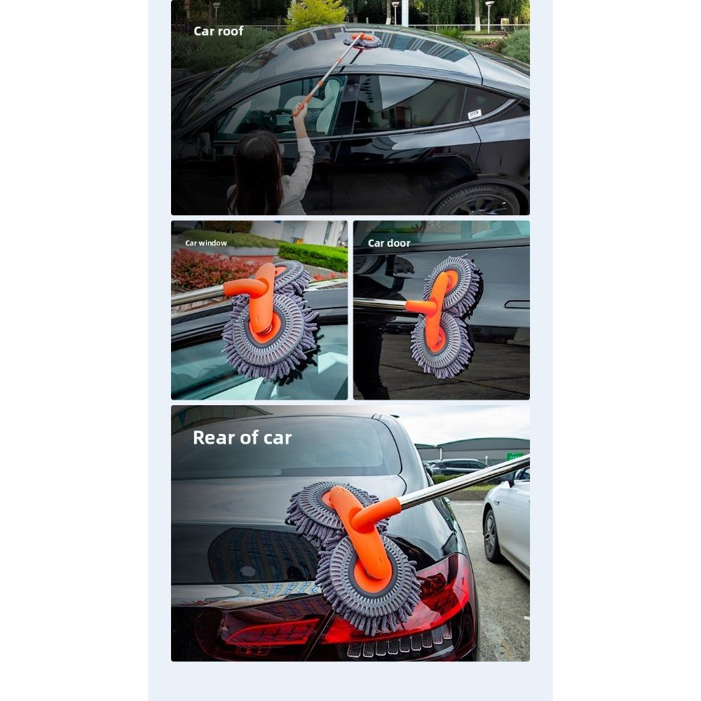 Mocio per Lavaggio Auto 360° Rotante Spazzola Morbida Manico Lungo Mocio per Pulizia Auto Strumento per Lavaggio Auto Senza Graffi