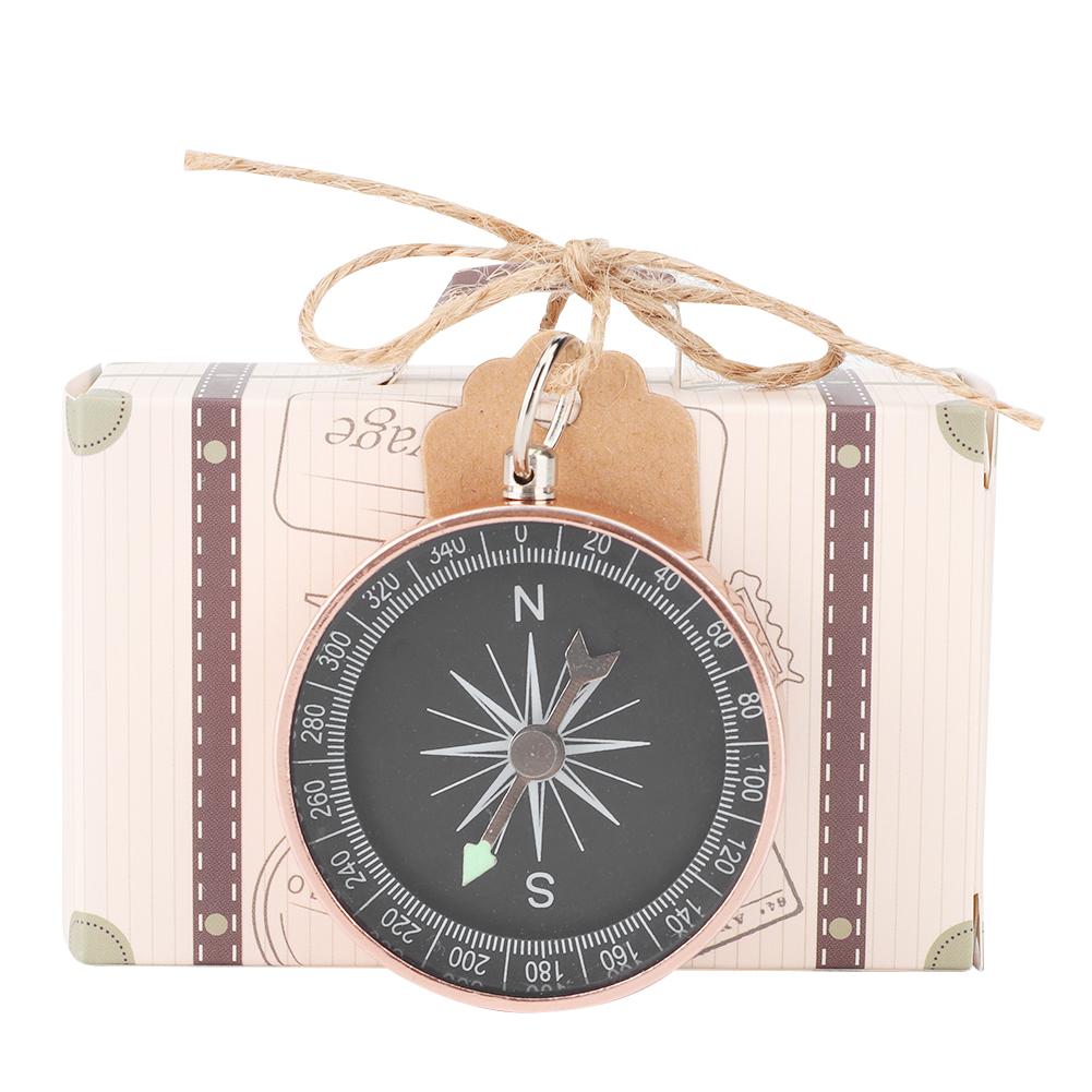 

20Pcs Wedding Gift Box Candy Boxes with Compass and Kraft Tags for Travel Wedding Favors DecorationsRose Golden розового золота