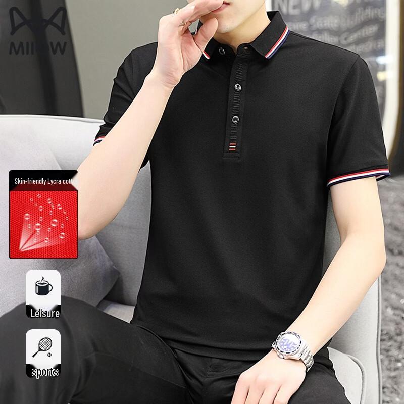 MiiOW Men s Breathable Lycra Cotton Polo Shirt 2XL