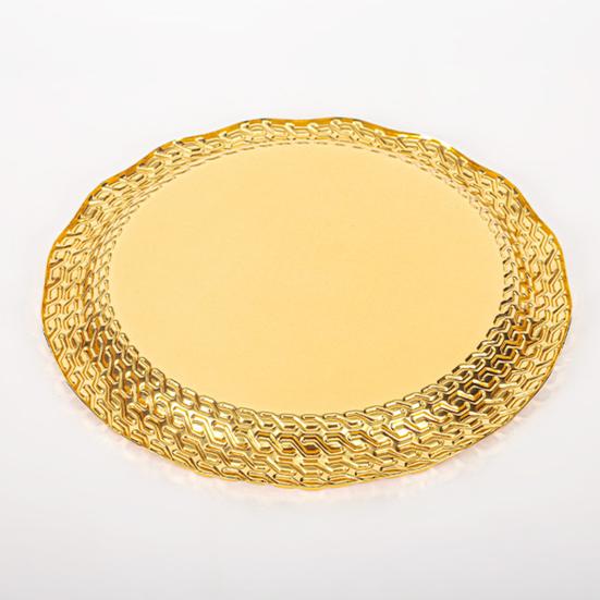 Vintage Round Metal Tray Retro Decorative Display Plate Flat Bottom Serving Platter for Jewelry